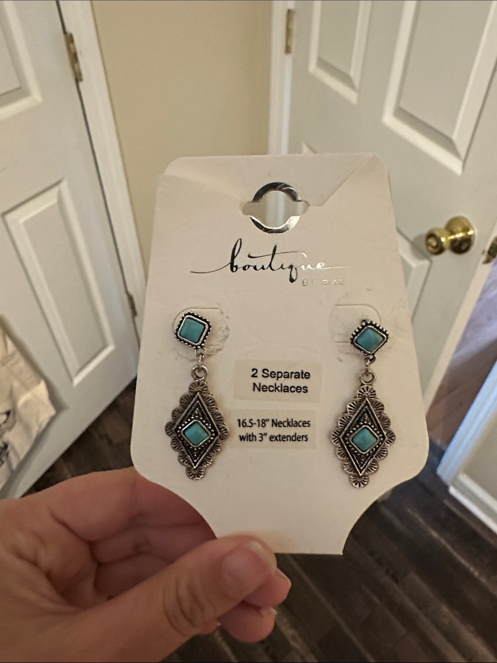 Boutique Silver-Tone Turquoise Drop Earrings
